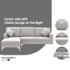 Terrytown Linen Corner Sofa Couch Lounge with Chaise Seat Light Grey