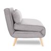 Mosgiel Adjustable Chair Single Sofa Bed Faux Velvet – Light Grey