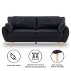 Troutdale 3 Seater Modular Linen Fabric Sofa Bed Couch Futon – Black