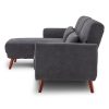 Bewdley Faux Velvet Sofa Bed Couch Lounge Chaise Cushions Dark Grey