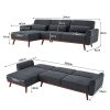 Bewdley Faux Velvet Sofa Bed Couch Lounge Chaise Cushions Dark Grey