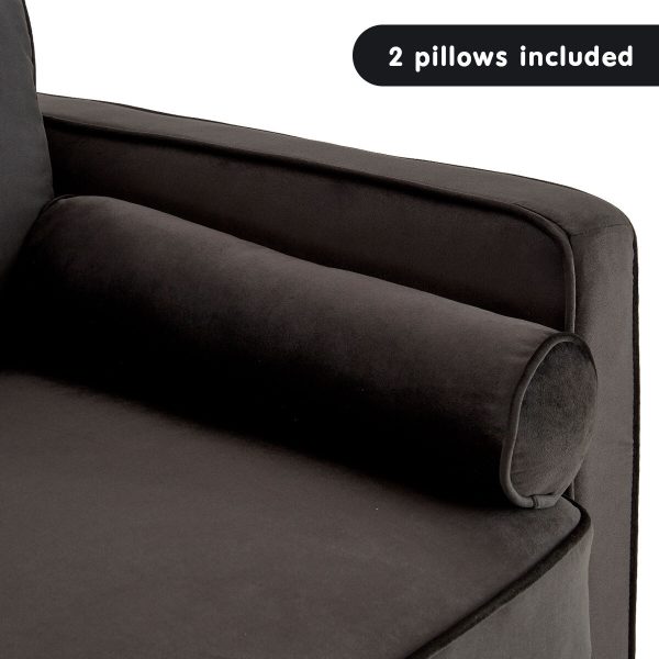 Air Faux Velvet Sofa Bed Couch Furniture Lounge Suite – Black