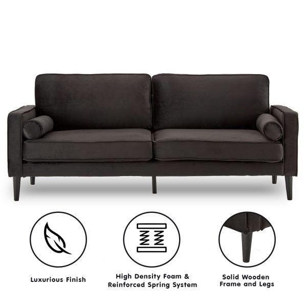 Air Faux Velvet Sofa Bed Couch Furniture Lounge Suite – Black