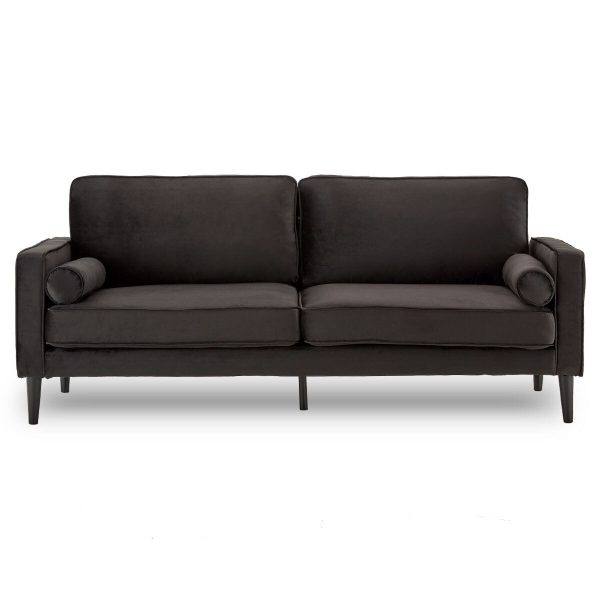 Air Faux Velvet Sofa Bed Couch Furniture Lounge Suite – Black