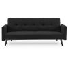 Harwich Tufted Faux Linen 3-Seater Sofa Bed with Armrests – Black