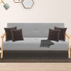 Greece 3 Seater Linen Fabric Wood Sofa Bed Lounge Couch Light Grey