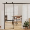 Sliding Door ESG Glass and Aluminium Black – 76×205 cm, 2 Horizontal bars