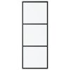 Sliding Door ESG Glass and Aluminium Black – 76×205 cm, 2 Horizontal bars