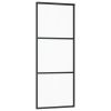 Sliding Door ESG Glass and Aluminium Black – 76×205 cm, 2 Horizontal bars