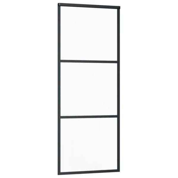 Sliding Door ESG Glass and Aluminium Black – 76×205 cm, 2 Horizontal bars