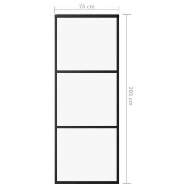 Sliding Door ESG Glass and Aluminium Black – 76×205 cm, 2 Horizontal bars