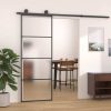 Sliding Door Aluminium and ESG Glass Black – 76×205 cm, Frosted