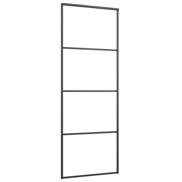 Sliding Door Aluminium and ESG Glass Black – 76×205 cm, Frosted