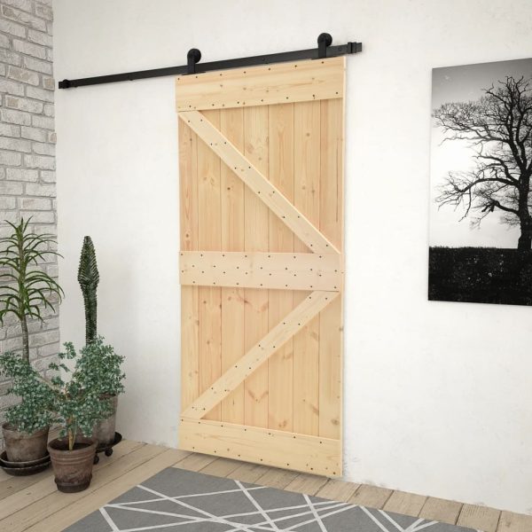 Sliding Door with Hardware Set Solid Pine Wood – 80×210 cm, 1