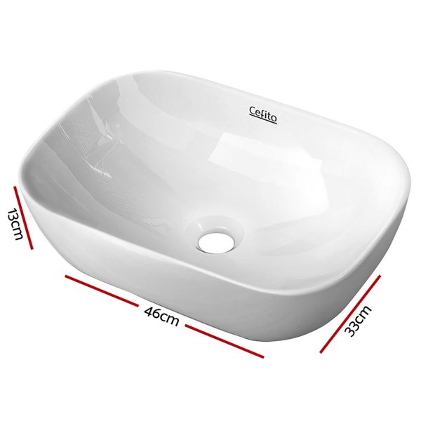 Bathroom Basin Ceramic Vanity Sink Hand Wash Bowl 46x33cm