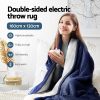 Electric Throw Rug Heated Blanket Washable Snuggle Flannel Winter – Navy Blue
