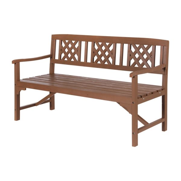 Wooden Garden Bench Patio Furniture Timber Outdoor Lounge Chair – Natural, 3 Seater