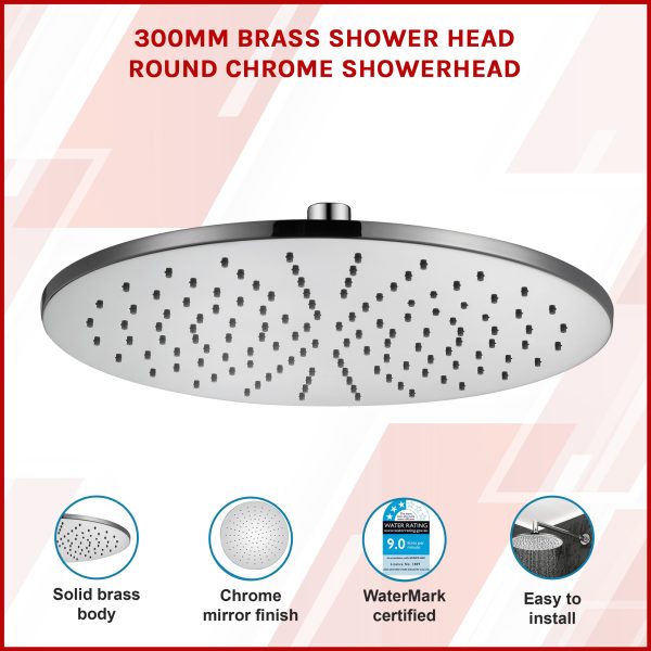 300mm Brass Shower Head Round Chrome Showerhead