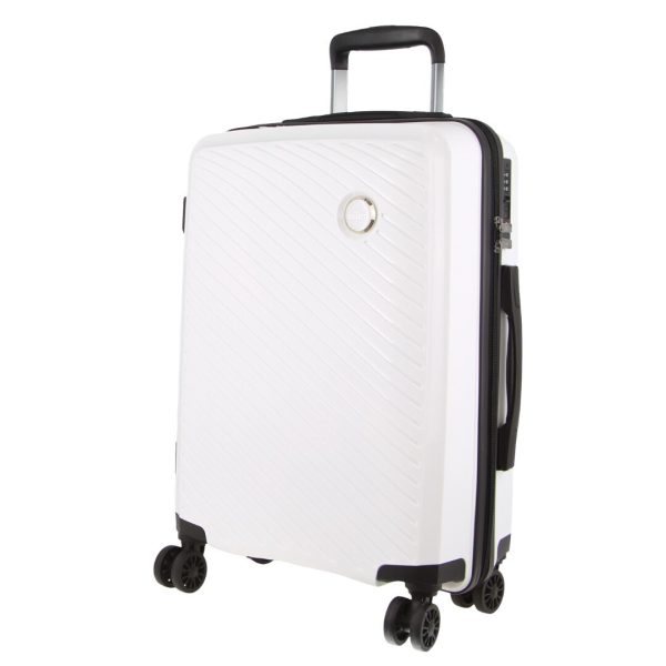 Cardin Inspired Milleni Cabin Luggage Bag Travel Carry On Suitcase 54cm (39L) – White
