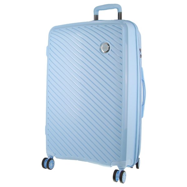 Cardin Inspired Milleni Checked Luggage Bag Travel Carry On Suitcase 75cm (124L) – Blue