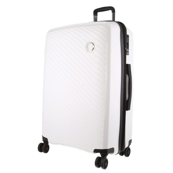 Cardin Inspired Milleni Checked Luggage Bag Travel Carry On Suitcase 75cm (124L) – White