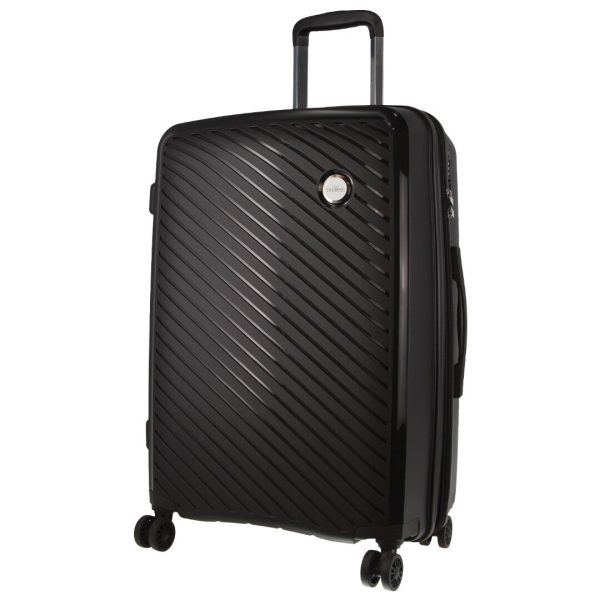 Cardin Inspired Milleni Checked Luggage Bag Travel Carry On Suitcase 65cm (82.5L) – Black