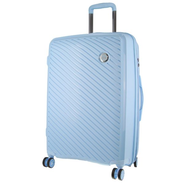 Cardin Inspired Milleni Checked Luggage Bag Travel Carry On Suitcase 65cm (82.5L) – Blue