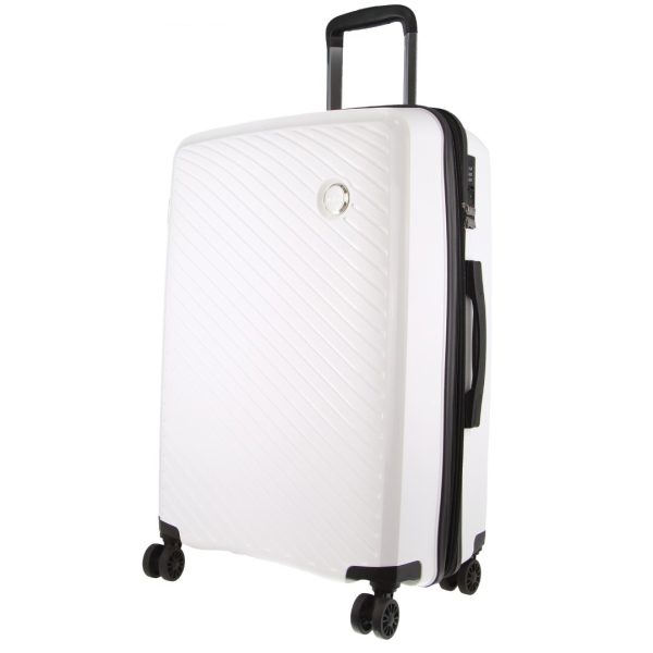 Cardin Inspired Milleni Checked Luggage Bag Travel Carry On Suitcase 65cm (82.5L) – White