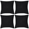 4 Black Cushion Covers Cotton – 80×80 cm, Black