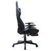 Gaming Chair and Artificial Leather – Black and Blue, With Footrest