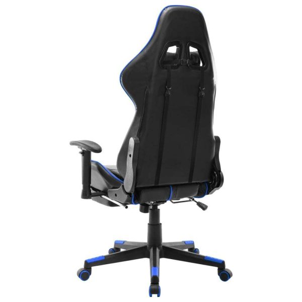 Gaming Chair and Artificial Leather – Black and Blue, With Footrest