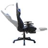 Gaming Chair and Artificial Leather – Black and Blue, With Footrest