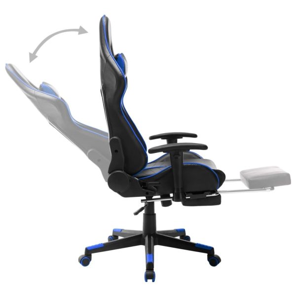 Gaming Chair and Artificial Leather – Black and Blue, With Footrest