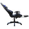 Gaming Chair and Artificial Leather – Black and Blue, With Footrest