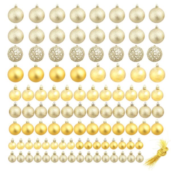 100 Piece Christmas Ball Set 3/4/6 cm – Gold