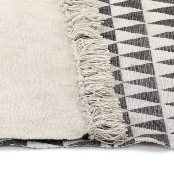 Kilim Rug Cotton with Pattern Black/White – 120×180 cm