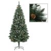 Artificial Christmas Tree with Pine Cones – 180×104 cm, Green and White