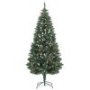 Artificial Christmas Tree with Pine Cones – 180×104 cm, Green and White