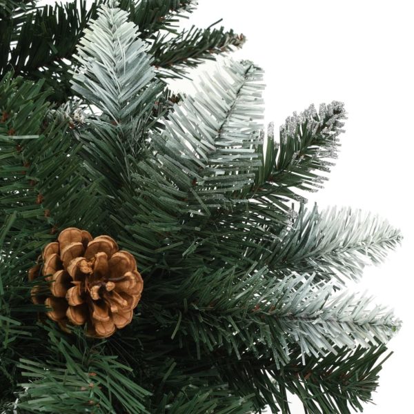 Artificial Christmas Tree with Pine Cones – 180×104 cm, Green and White