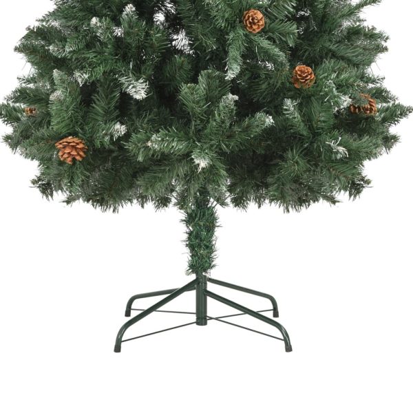 Artificial Christmas Tree with Pine Cones – 180×104 cm, Green and White