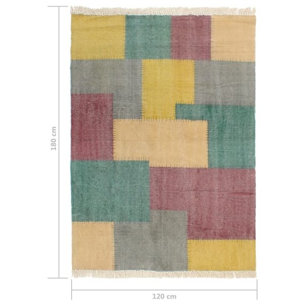 Handwoven Kilim Rug Cotton 120×180 cm Printed Multicolour