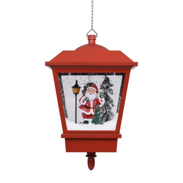 Christmas Hanging Lamp with LED Light and Santa Red 27x27x45 cm