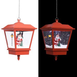 Christmas Hanging Lamp with LED Light and Santa Red 27x27x45 cm