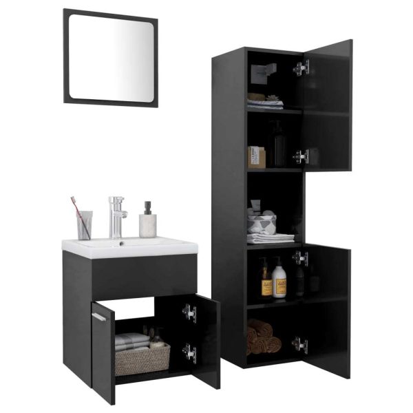 Bathroom Furniture Set Engineered Wood – 41×38.5×46 cm, High Gloss Grey