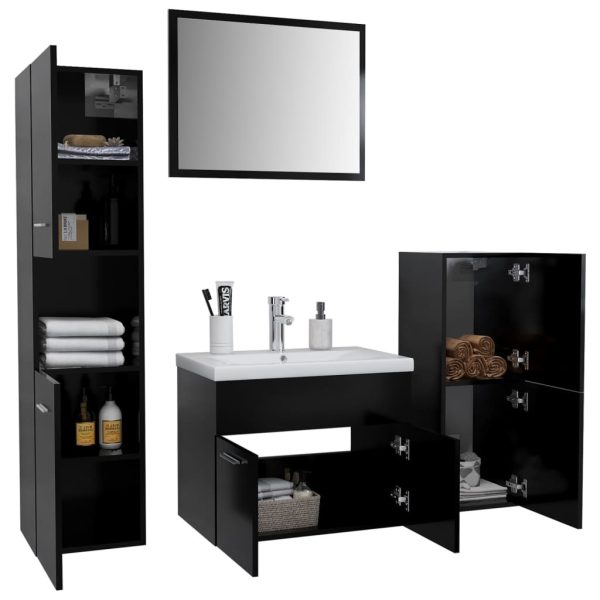 Bathroom Furniture Set Engineered Wood – 60×38.5×46 cm, Black