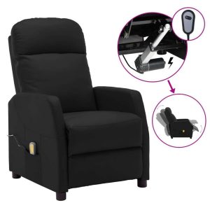 Electric Massage Reclining Chair Faux Leather – Black