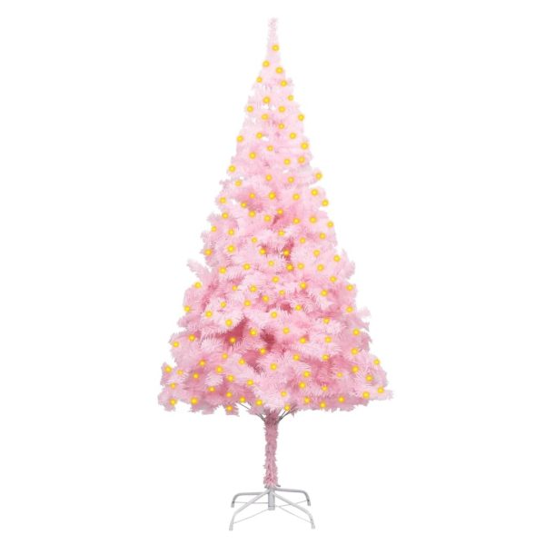 Artificial Christmas Tree with LEDs&Stand PVC – 210×120 cm, Pink