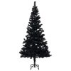 Artificial Christmas Tree with LEDs&Stand PVC – 150×75 cm, Black