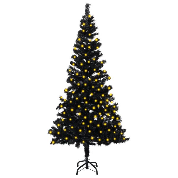 Artificial Christmas Tree with LEDs&Stand PVC – 150×75 cm, Black