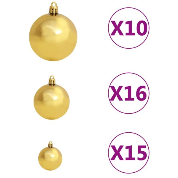 Artificial Christmas Tree with LEDs&Ball Set White – 210×105 cm, Gold